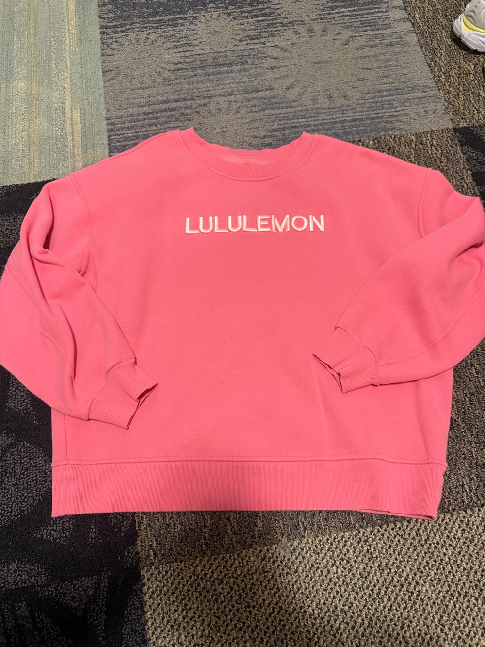 lululemon athletica pink sweatshirt with signature logo